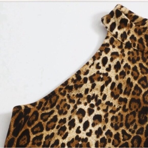 LEOPARD Print Mini Dress Stretchy Size M - Picture 3 of 12